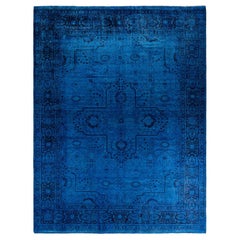 Contemporary Overdyed Hand Knotted Wool Purple Area Rug