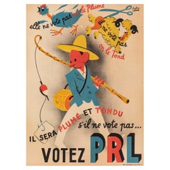 Foro, Original Vintage Poster, Vote PRL, Politics Party, Chicken, Sheep, 1947