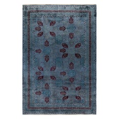 Contemporary Overdyed Hand Knotted Wool Gray Area Rug (Tapis de sol surdimensionné en laine grise nouée à la main)