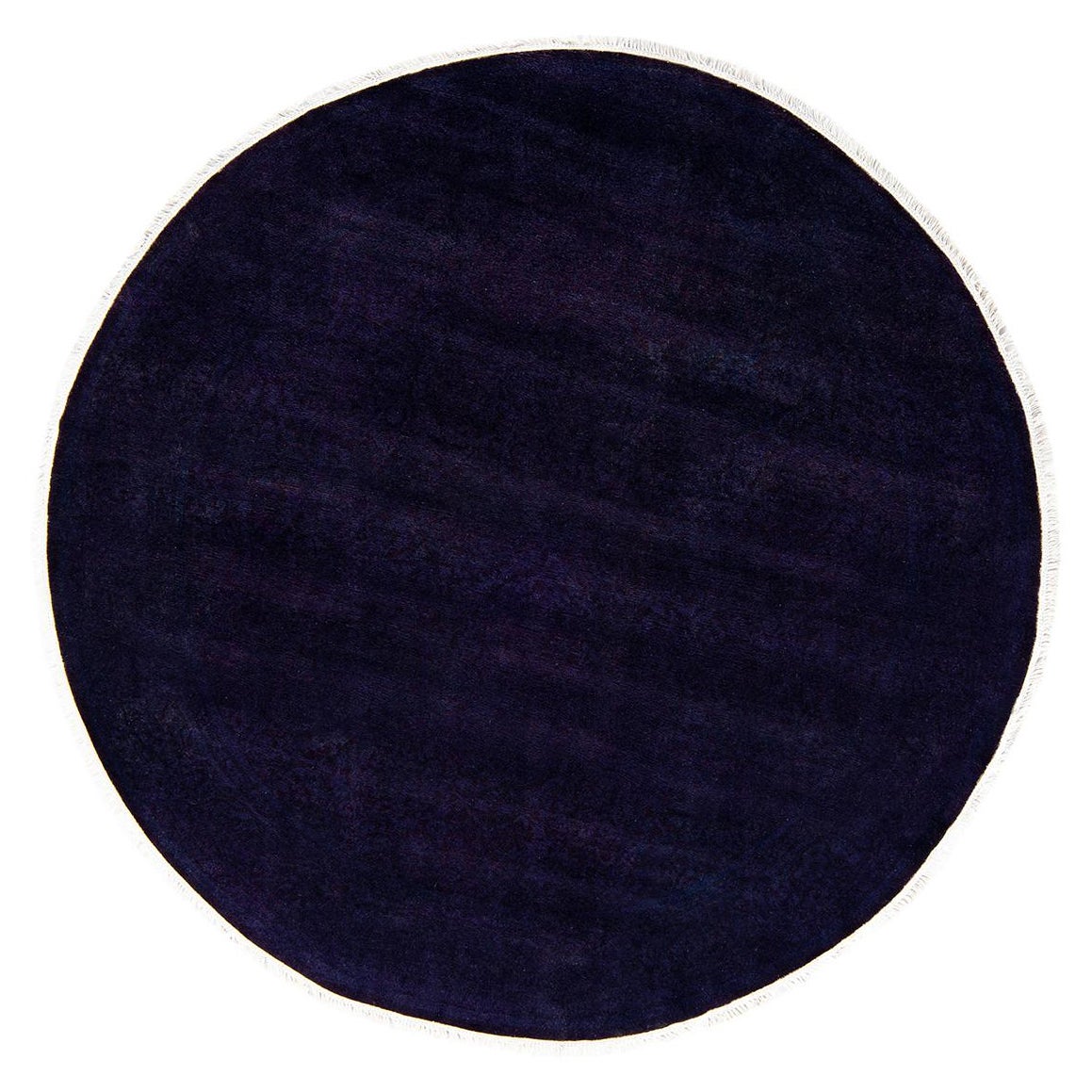 Contemporary Overdyed Hand Knotted Wool Purple Round Area Rug For Sale