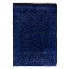 Contemporary Overdyed Hand Knotted Wool Purple Area Rug