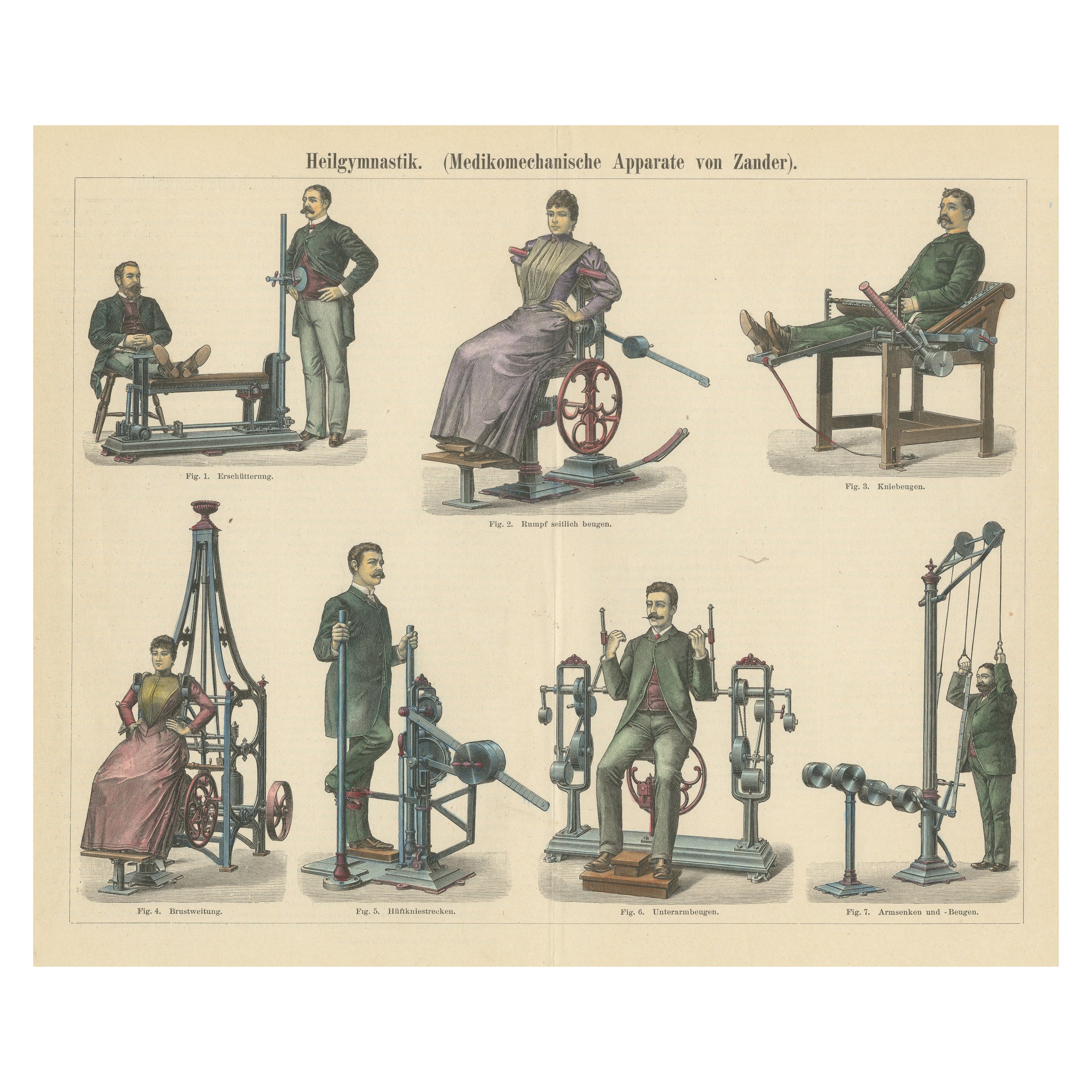 Original Antique Print of Remedial Gymnastics or Fitness Equipment, 1897 For Sale