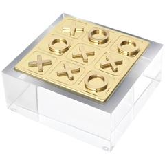 Retro Brass Tic Tac Toe Game on Thick Lucite Base/ SUMMER SALE