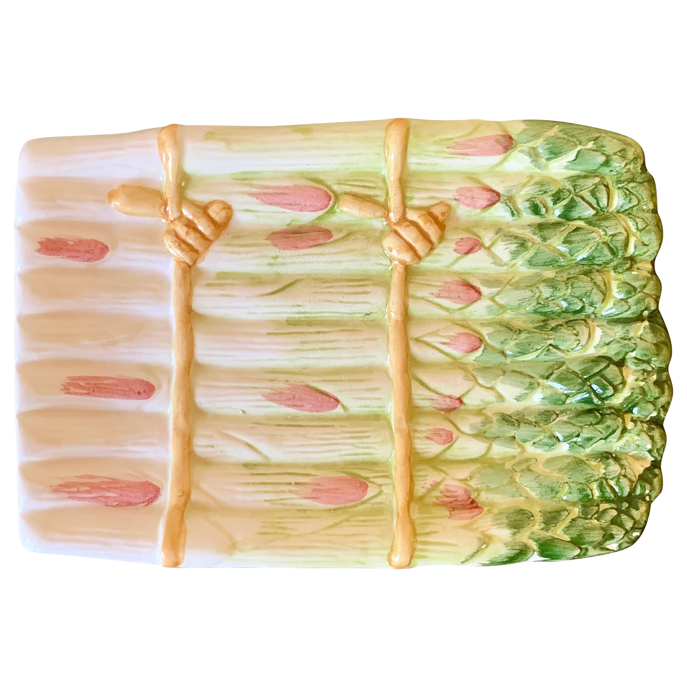 Majolika-Trompe l'Oeil-Spargelschale aus Keramik im Angebot