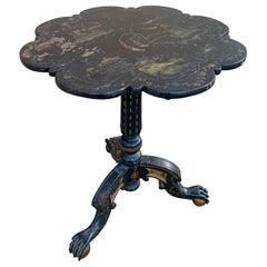 Antique Chinoiserie Black Japanned Side Table