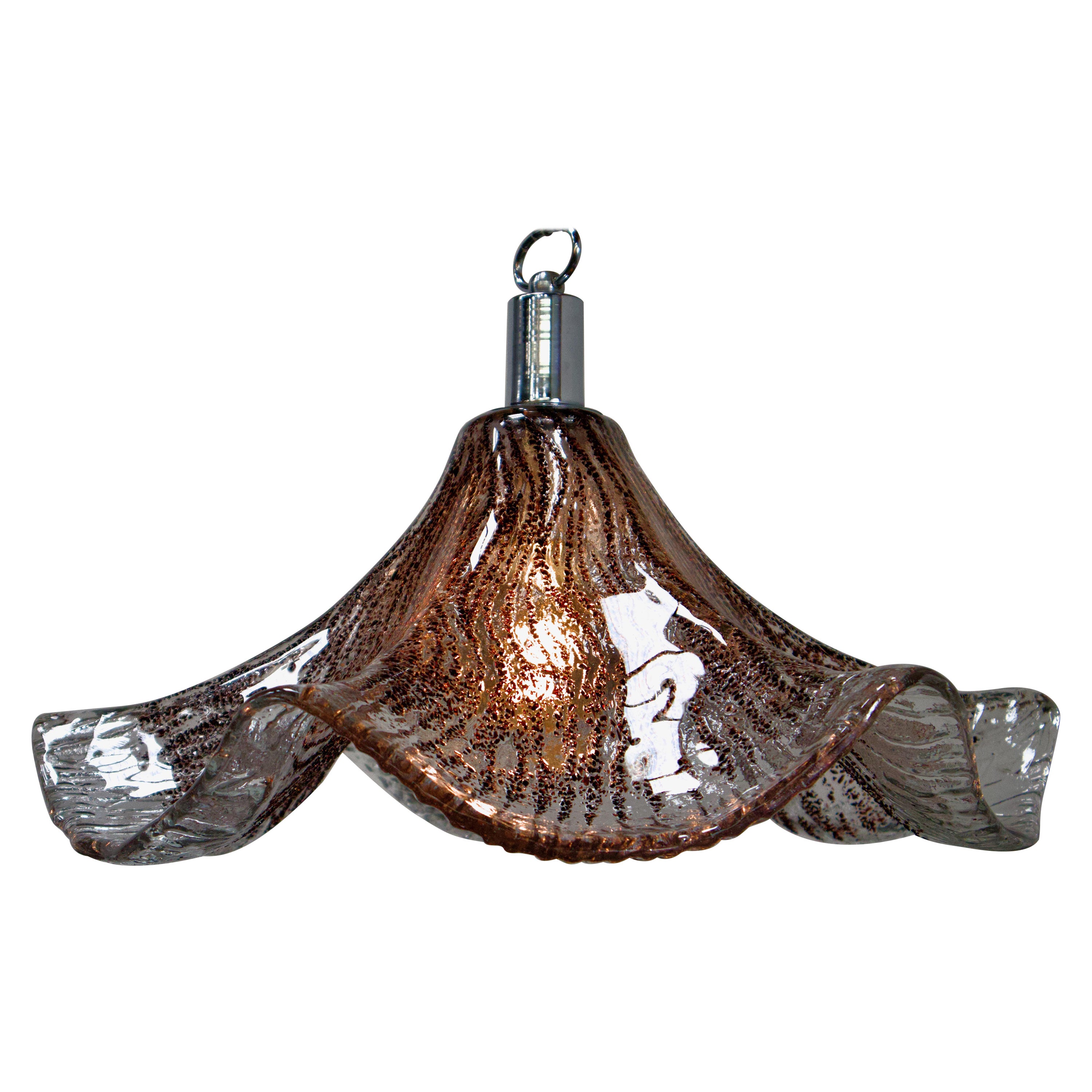 XL 1970s Tulip Murano Glass Pendant Lamp by La Murrina For Sale