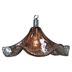 Vintage XL 1970s Tulip Murano Glass Pendant Lamp by La Murrina