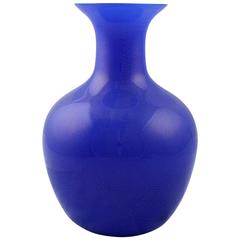 Large Vetri Murano Salviati & Co. Blue Italian Glass Vase 3