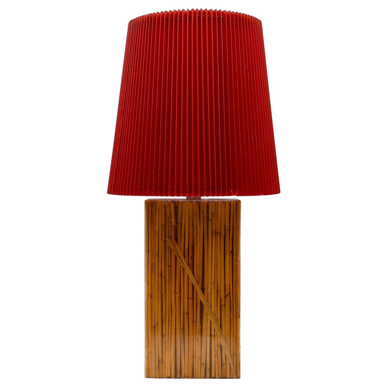Large Riccardo Marzi Bamboo Resin Table Lamp, 1970s Italy