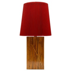 Vintage Large Riccardo Marzi Bamboo Resin Table Lamp, 1970s Italy