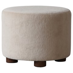 Pouf/tabouret rond bas en pure alpaga