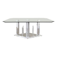 Retro Lucite And Glass Rectangle Dining Table MCM 70s