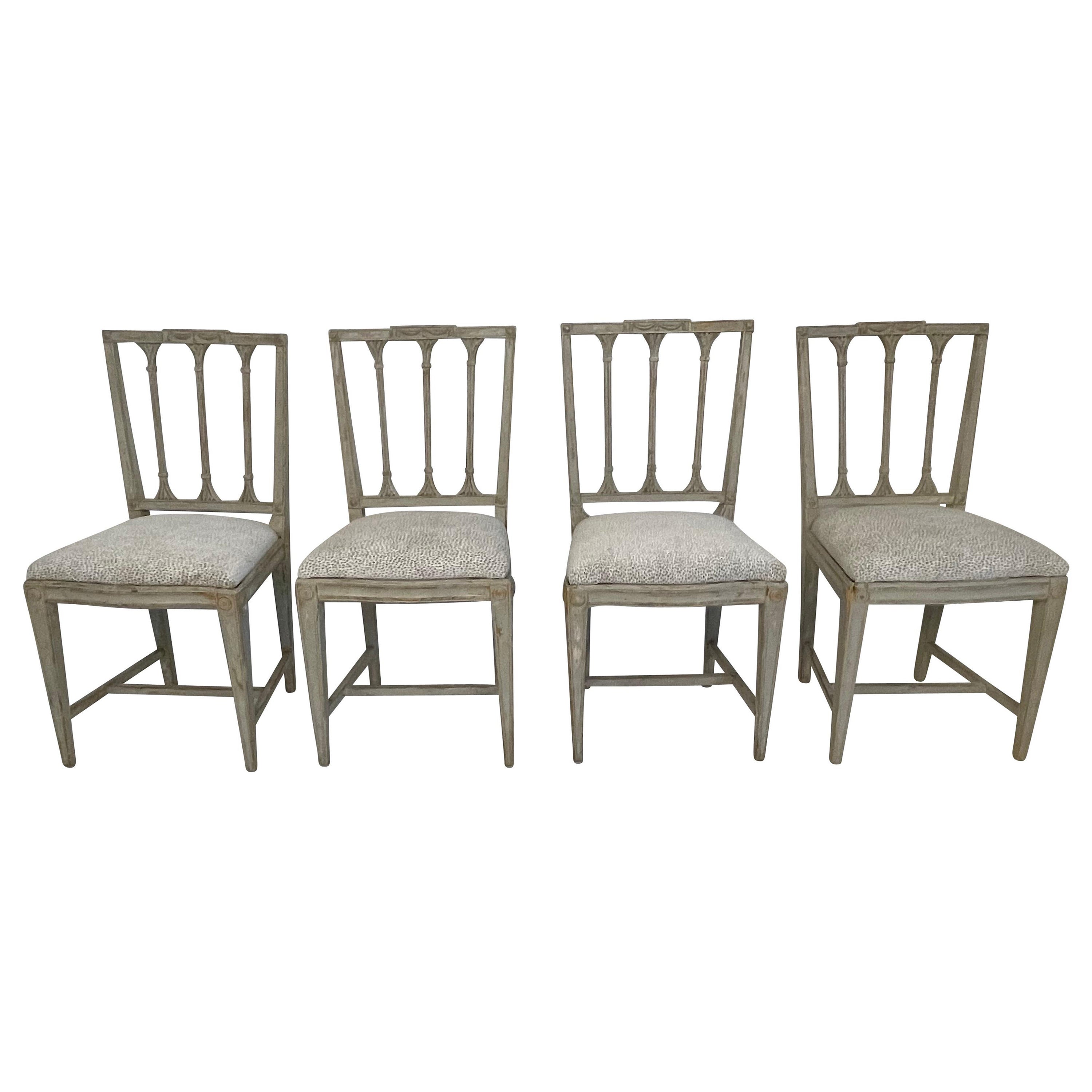 Set of Four  19th Century Swedish Neoclassical Chairs  For Sale