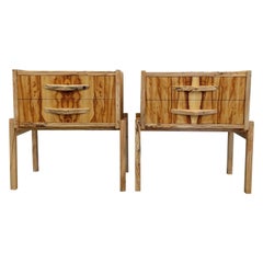 Pair of Contemporary Nightstands in Chechen and Spalted Maple