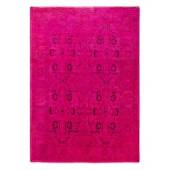 Tapis Contemporary en laine surteinte nouée à la main rose