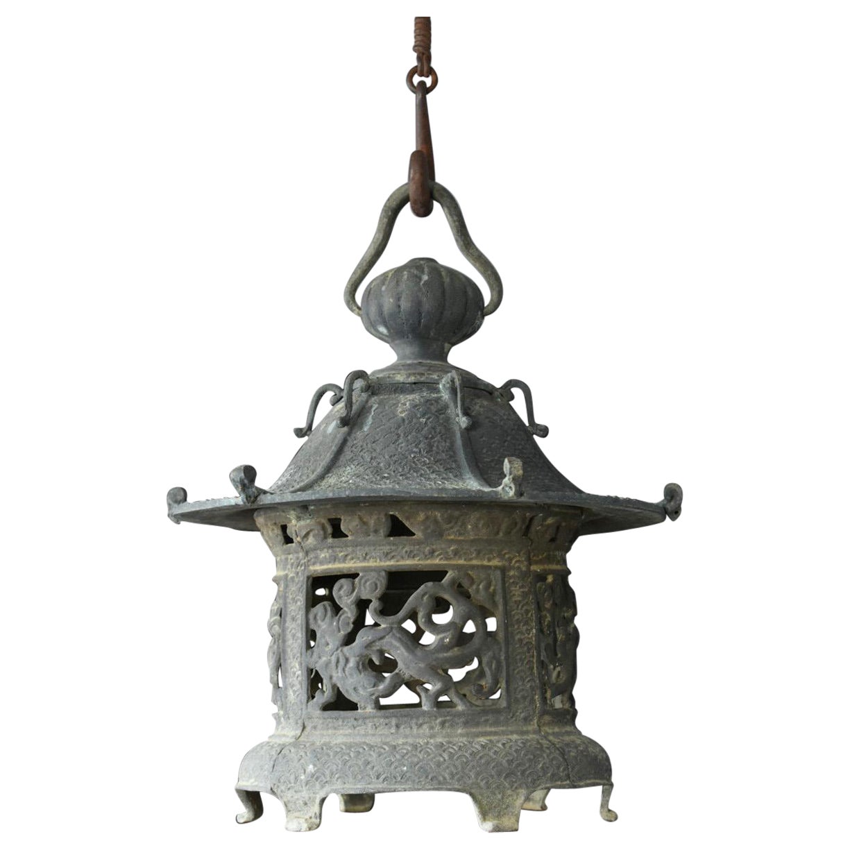 Japanese Old Bronze Casting Hanging Lantern /Traditional Lighting/"type A"