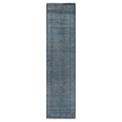 Contemporary Overdyed Hand Knotted Wool Gray Runner