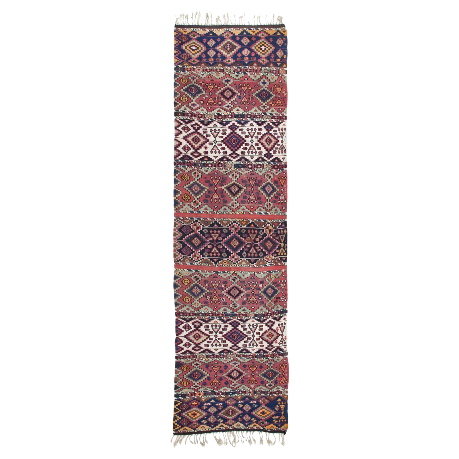 Antique Aleppo Runner Kilim Rug Anatolia Turkish Carpet For Sale