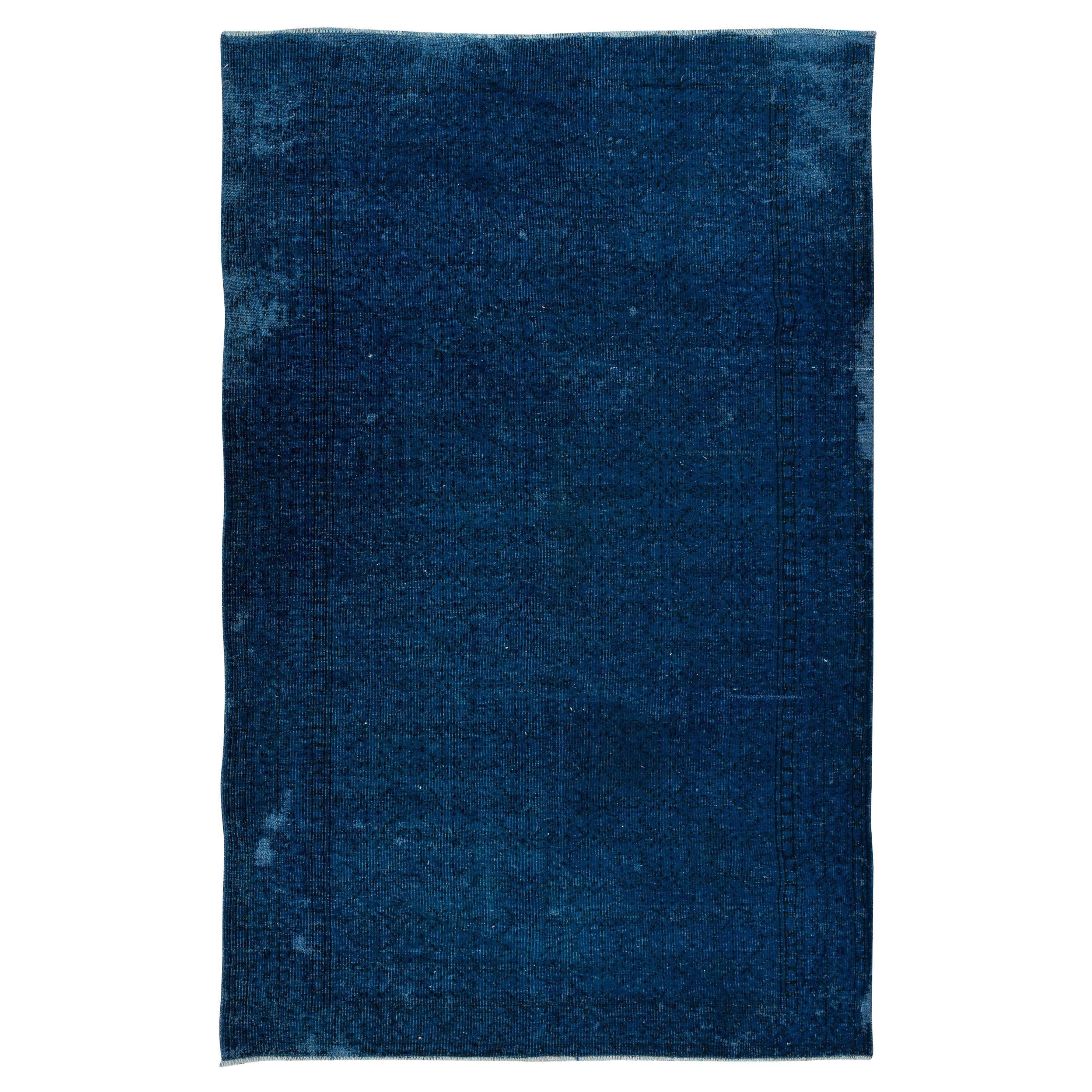 5.8x9.2 Ft Modern Living Room Carpet in Dark Blue, Hand Knotted Turkish Area Rug For Sale