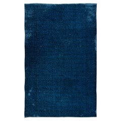 5.8x9.2 Ft Modern Living Room Carpet in Dark Blue, Hand Knotted Turkish Area Rug