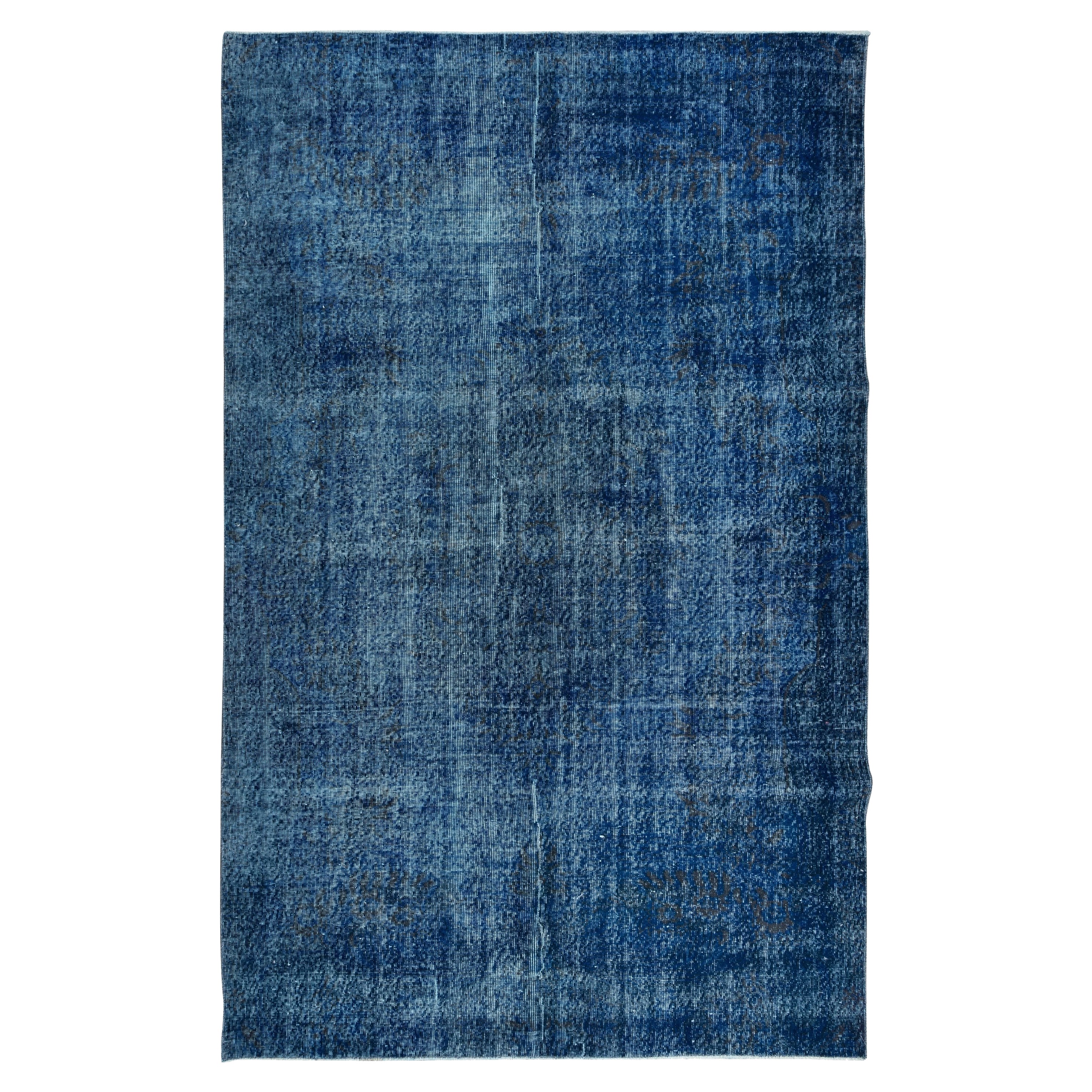 6.2x9.7 Ft Blue Handmade Room Size Rug, Upcycled Turkish Carpet, Floor Covering For Sale