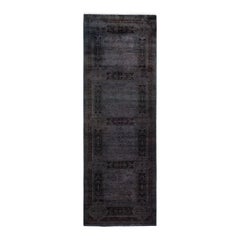 Contemporary Overdyed Hand Knotted Wool Brown Runner