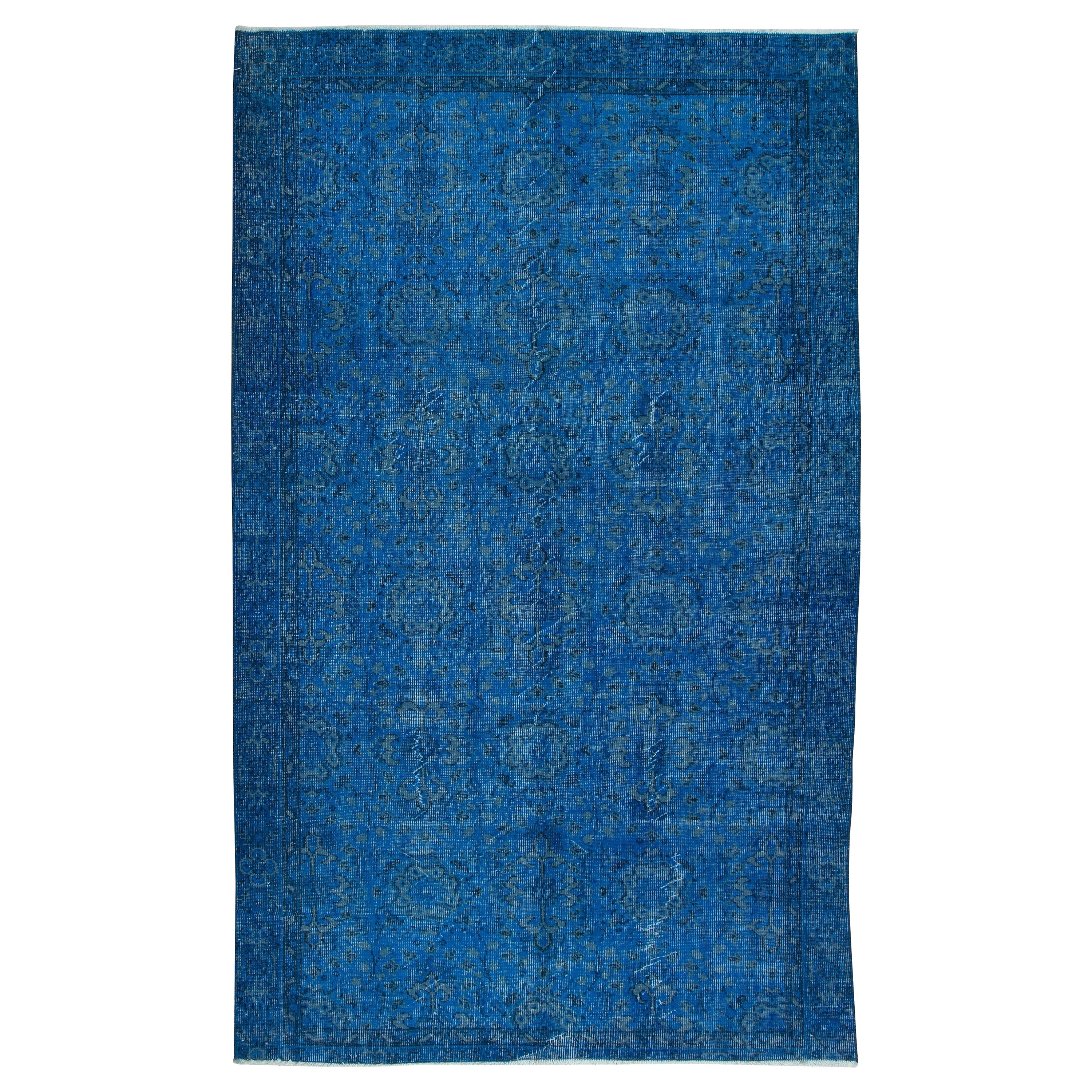 5x8.2 Ft Handmade Area Rug with in Blue Tones, Contemporary Turkish Carpet For Sale