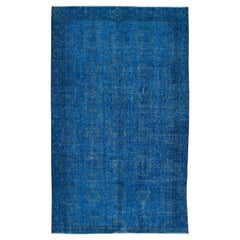 5x8.2 Ft Handgefertigter Teppich in Blautönen, Contemporary Turkish Carpet