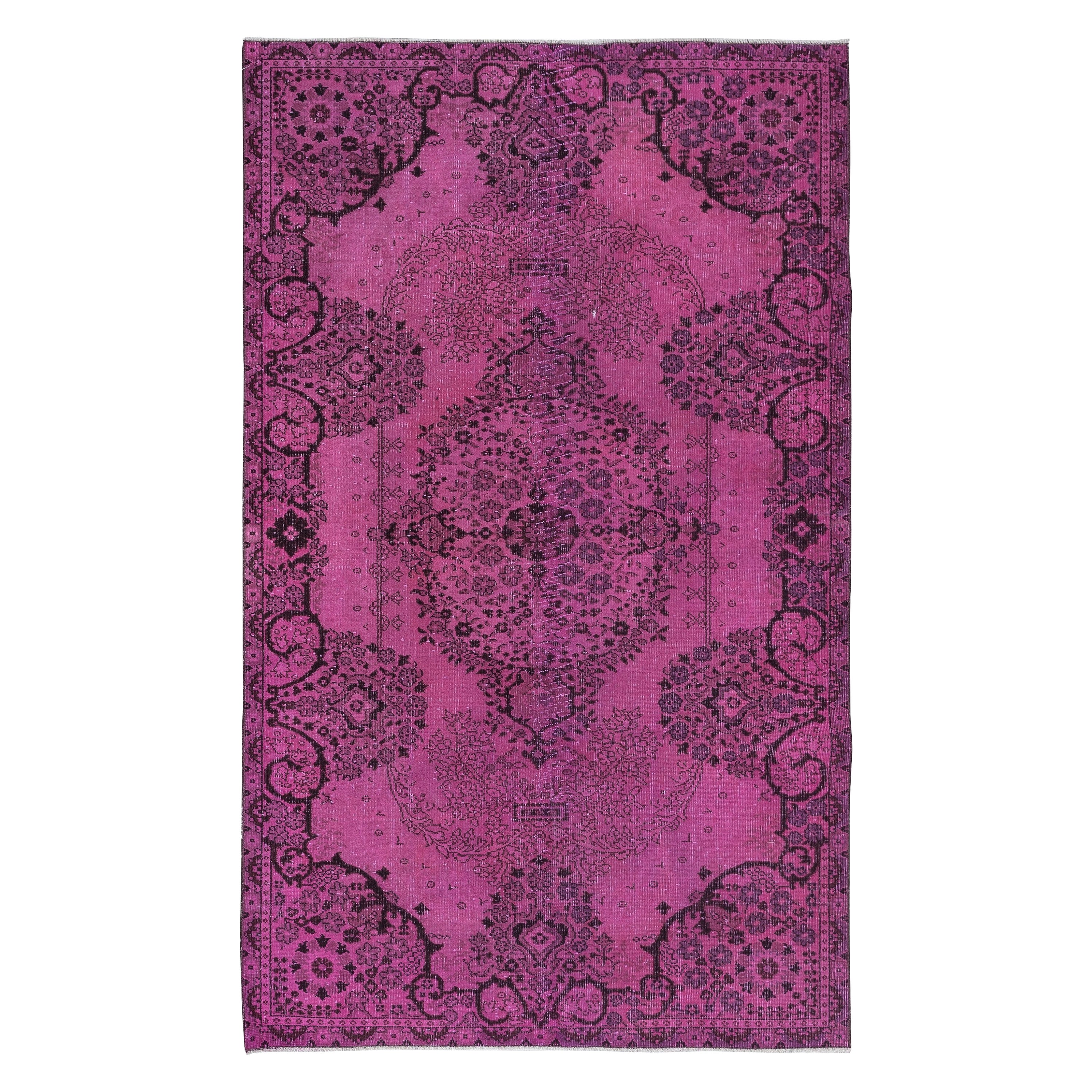 5.3x8.5 Ft Decorative Pink Area Rug for Modern Interiors, Handknotted in Turkey For Sale