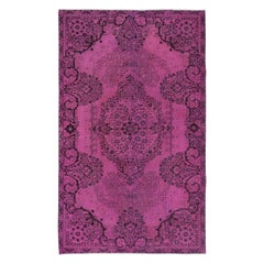Vintage 5.3x8.5 Ft Decorative Pink Area Rug for Modern Interiors, Handknotted in Turkey