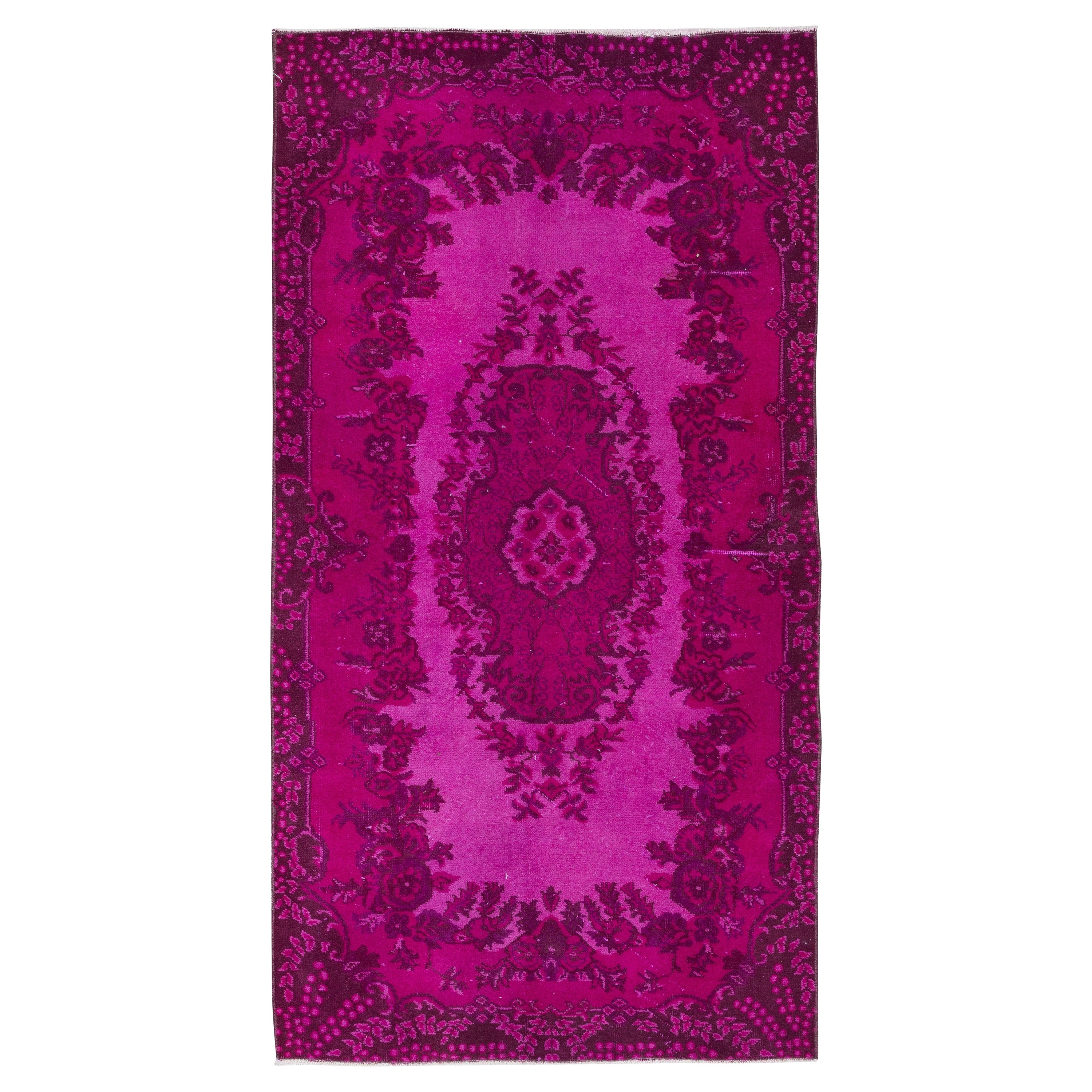 3.7x6.8 Ft Handmade Turkish Accent Rug in Pink, Great 4 Modern Interiors