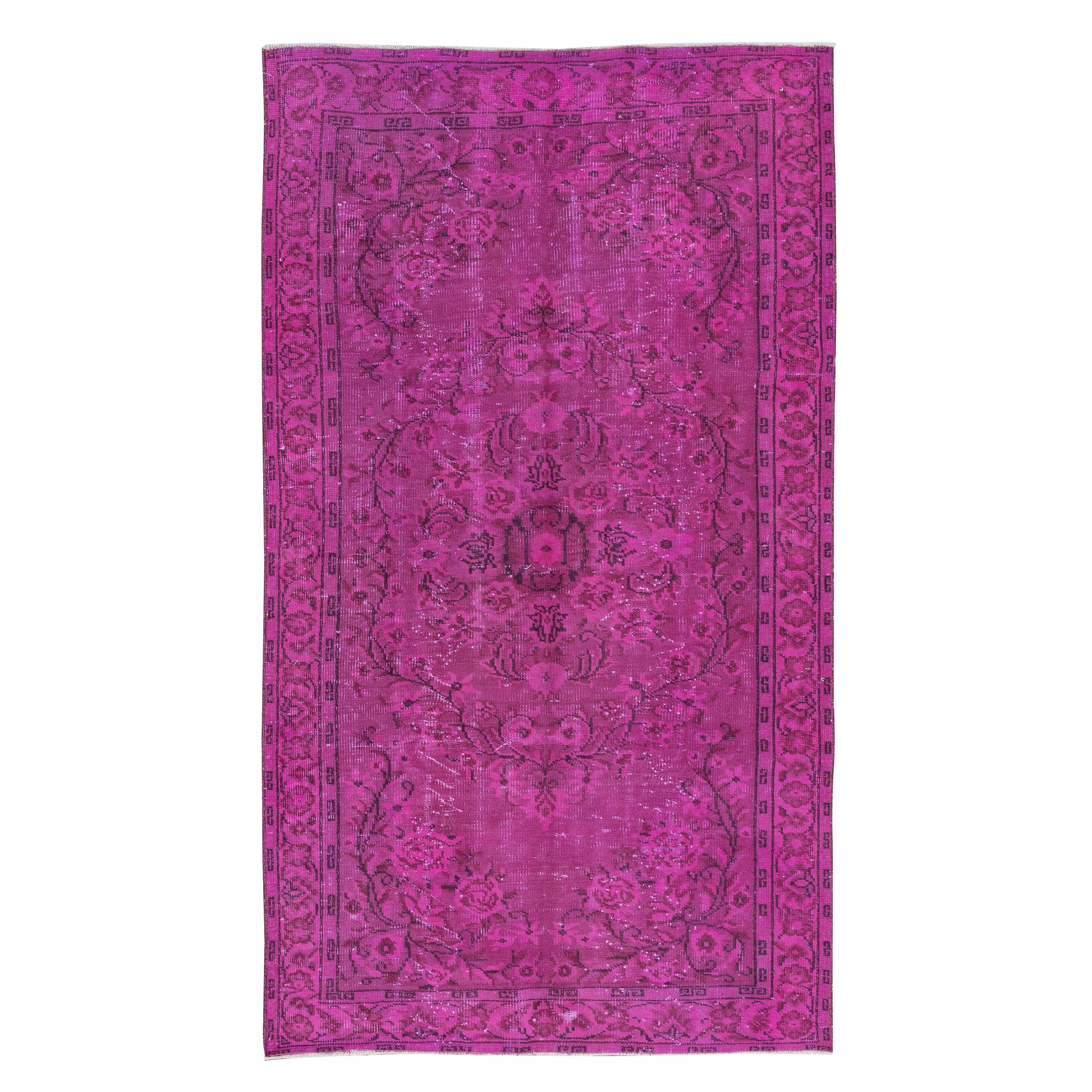 4.5x7.8 Ft Contemporary Pink Area Rug, Handmade Turkish Carpet, Floor Covering For Sale