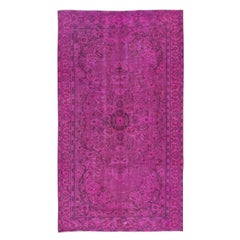 Vintage 4.5x7.8 Ft Contemporary Pink Area Rug, Handmade Turkish Carpet, Floor Covering