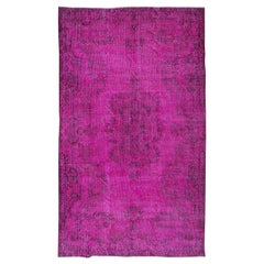 Vintage 5.8x9.6 Ft Pink Area Rug, Handknotted in Turkey, Ideal for Modern Interiors