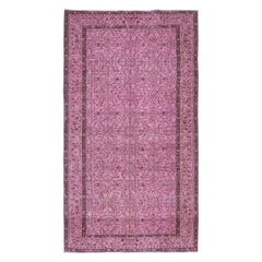 Alfombra turca Hand Made de 5,2x9 pies en rosa claro, alfombra moderna de lana y algodón