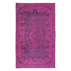 Vintage 5.4x8.7 Ft Pink Handmade Modern Rug, Turkish Living Room Carpet with Medallion