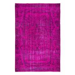 5.7x9 Ft Dekorativer rosa Teppich für moderne Inneneinrichtung, handgeknüpft in der Türkei