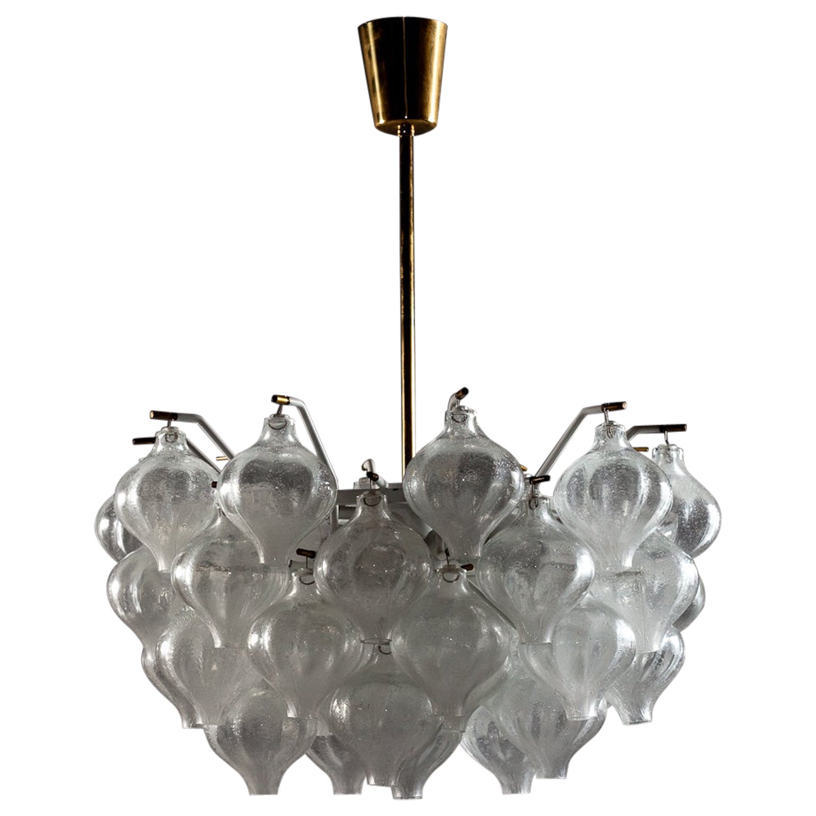 J.T. Kalmar 1960's Tulipan blown glass chandelier For Sale