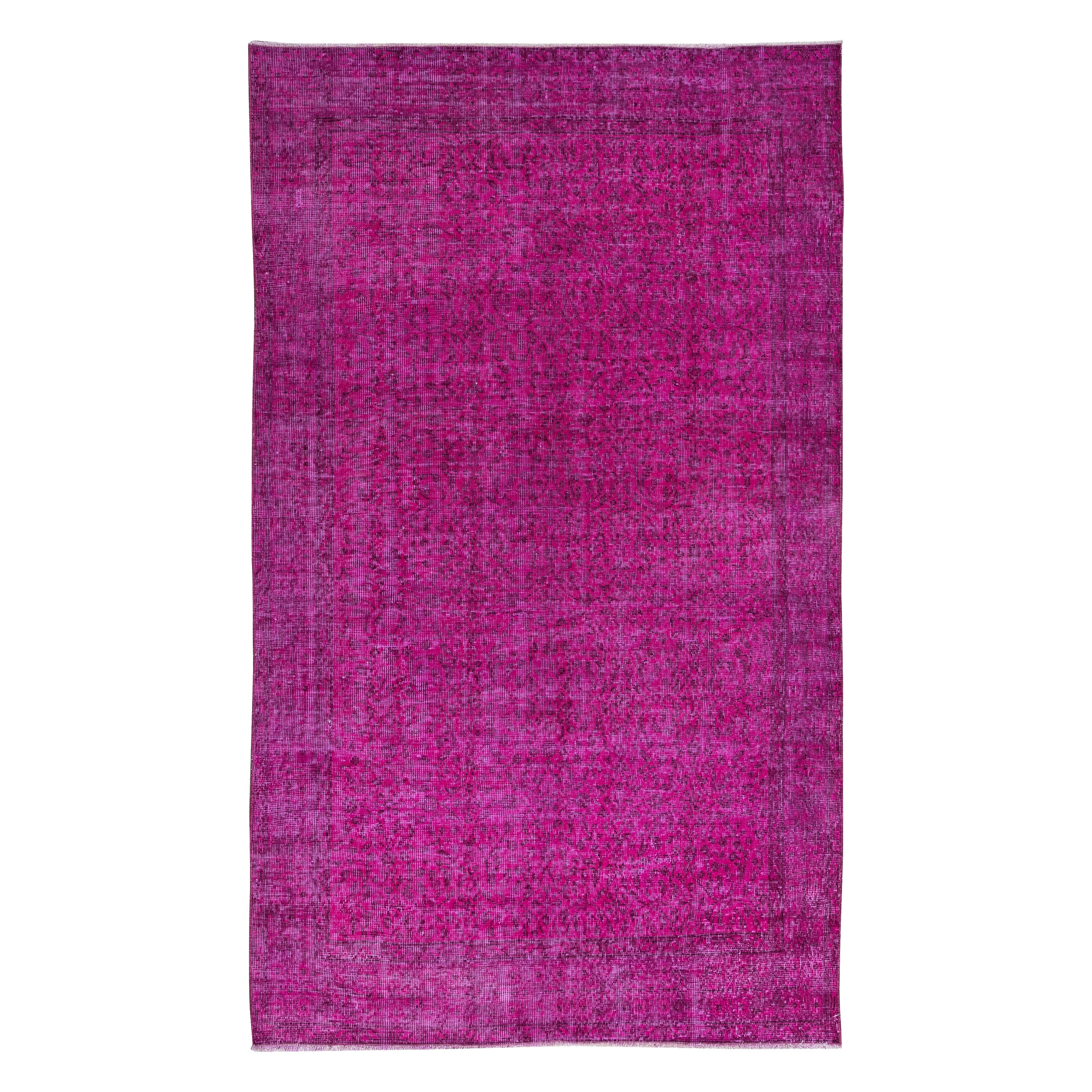 5.2x8.4 Ft Pink Rug From Turkey, Great 4 Modern Interior, Handmade Floral Carpet For Sale