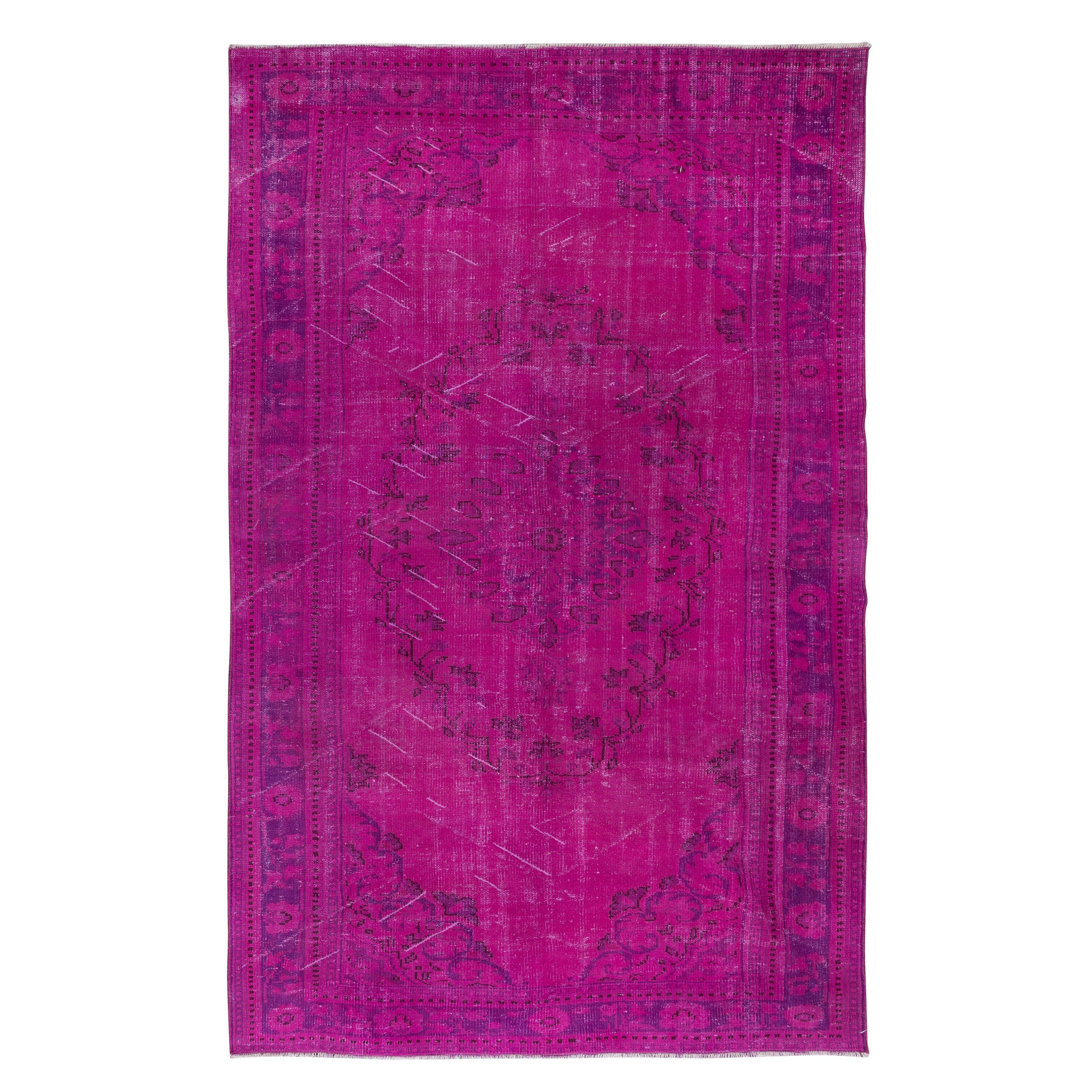 6.3x10 Ft Contemporary Area Rug in Pink & Light Purple, Handmade Turkish Carpet For Sale