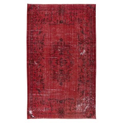 5x8 Ft Tapis de laine Contemporary en rouge bourgogne, noué à la main en Turquie