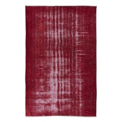 6x9.2 Ft Shabby Chic Moderne Tapis Turc en Laine Rouge, Fait Main Vieux Tapis Dérangé