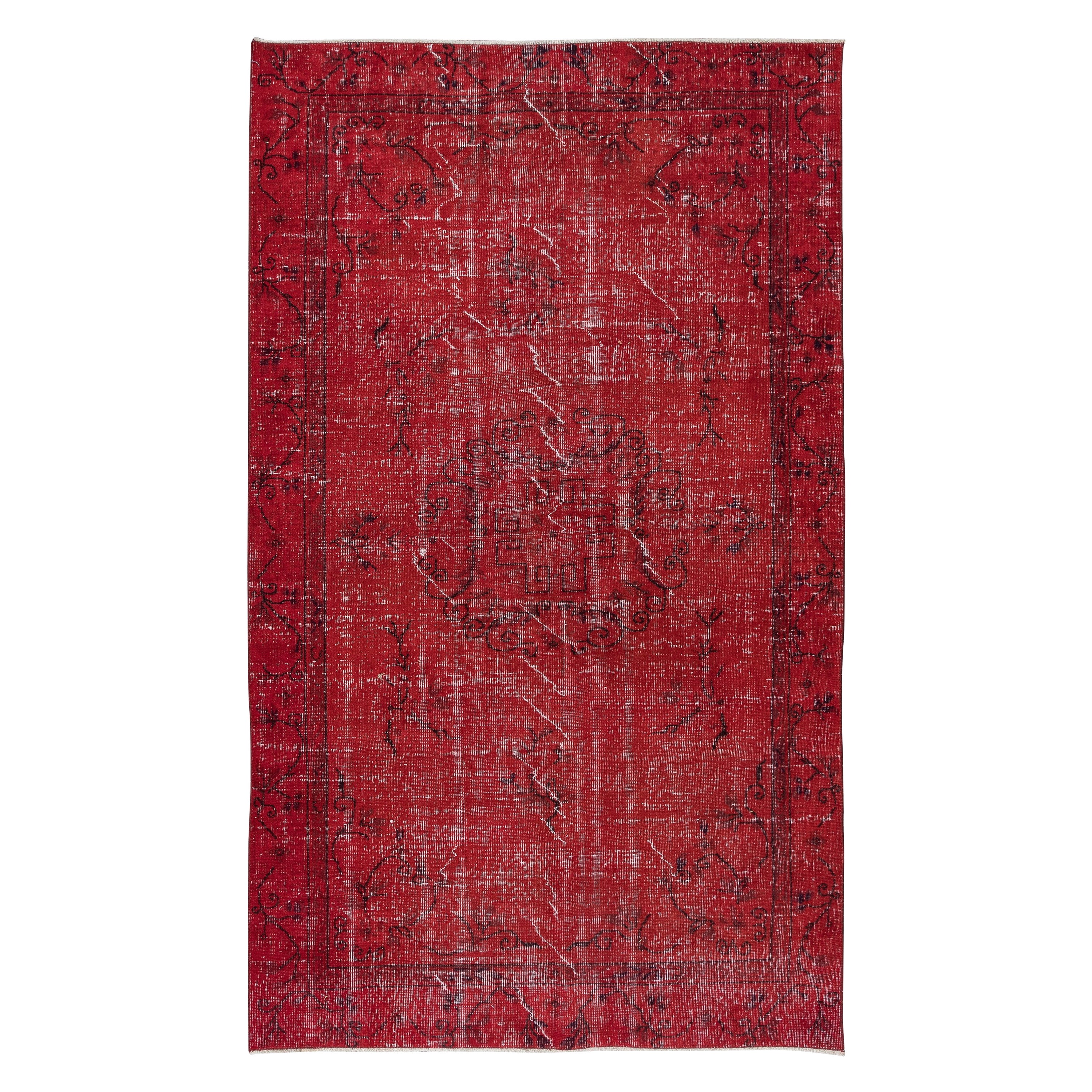 5x8.4 Ft authentischer türkischer handgefertigter Teppich in Rot, großartiger 4 moderner Inneneinrichtung