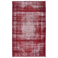 6x10 Ft Shabby Chic Turkish Red Area Rug, Vintage Handmade Distressed Carpet