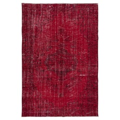 6.2x9.2 Ft Turkish Handmade Area Rug in Dark Red, Great 4 Modern Interiors