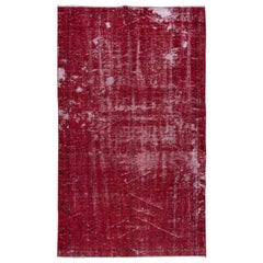 4.6x7.7 Ft Contemporary Handmade Turkish Red Area Rug with Shabby Chic Style