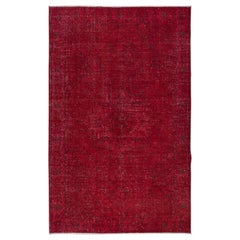 6x9.8 Ft One-of-a-Kind Red Wool Area Rug, Room Size Handmade Turkish Carpet (Tapis turc fait à la main)