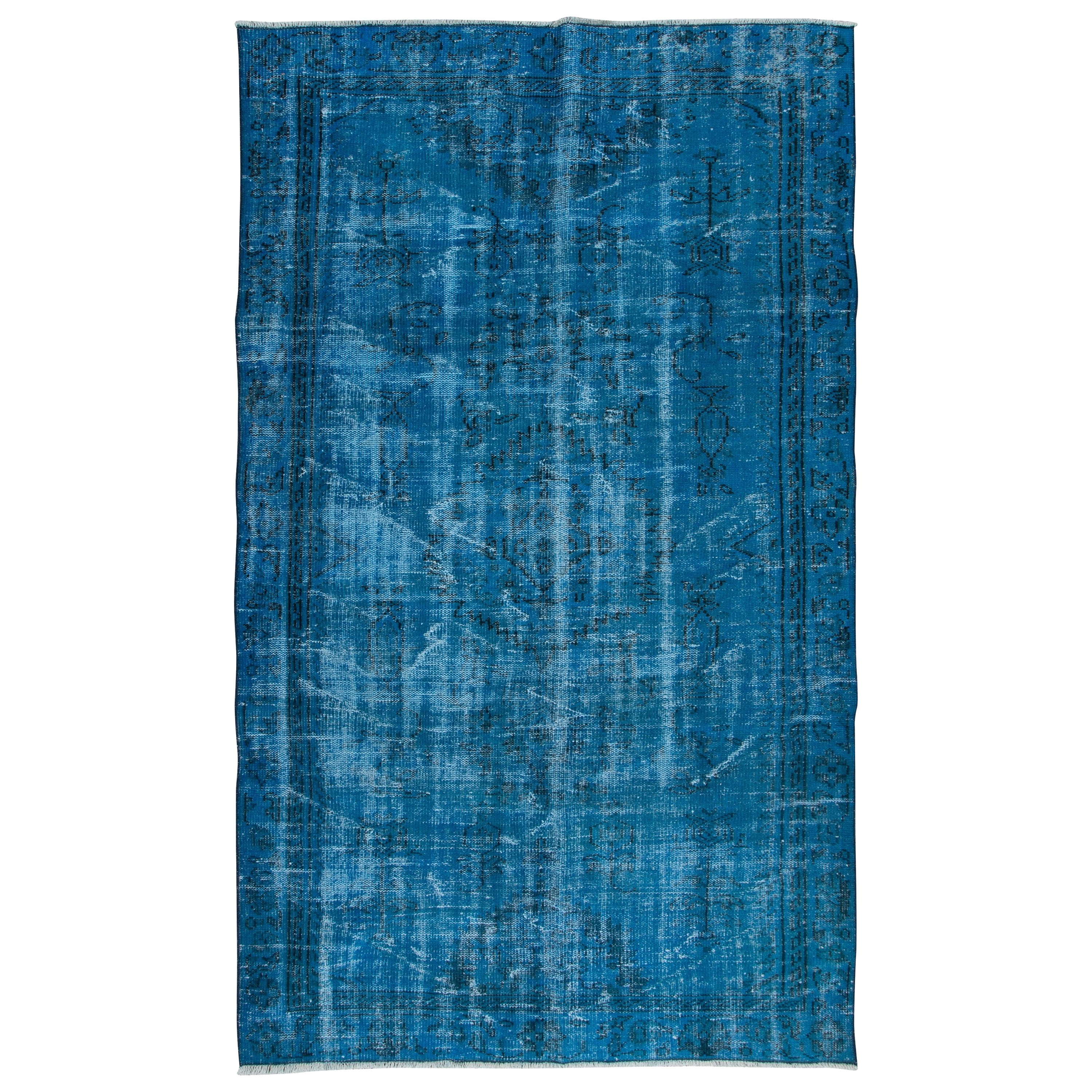 4.8x8 Ft Handmade Turkish Rug, Great 4 Modern Interiors, Blue Living Room Carpet (tapis de salon bleu)