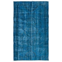 4.8x8 Ft Handmade Turkish Rug, Great 4 Modern Interiors, Blue Living Room Carpet (tapis de salon bleu)