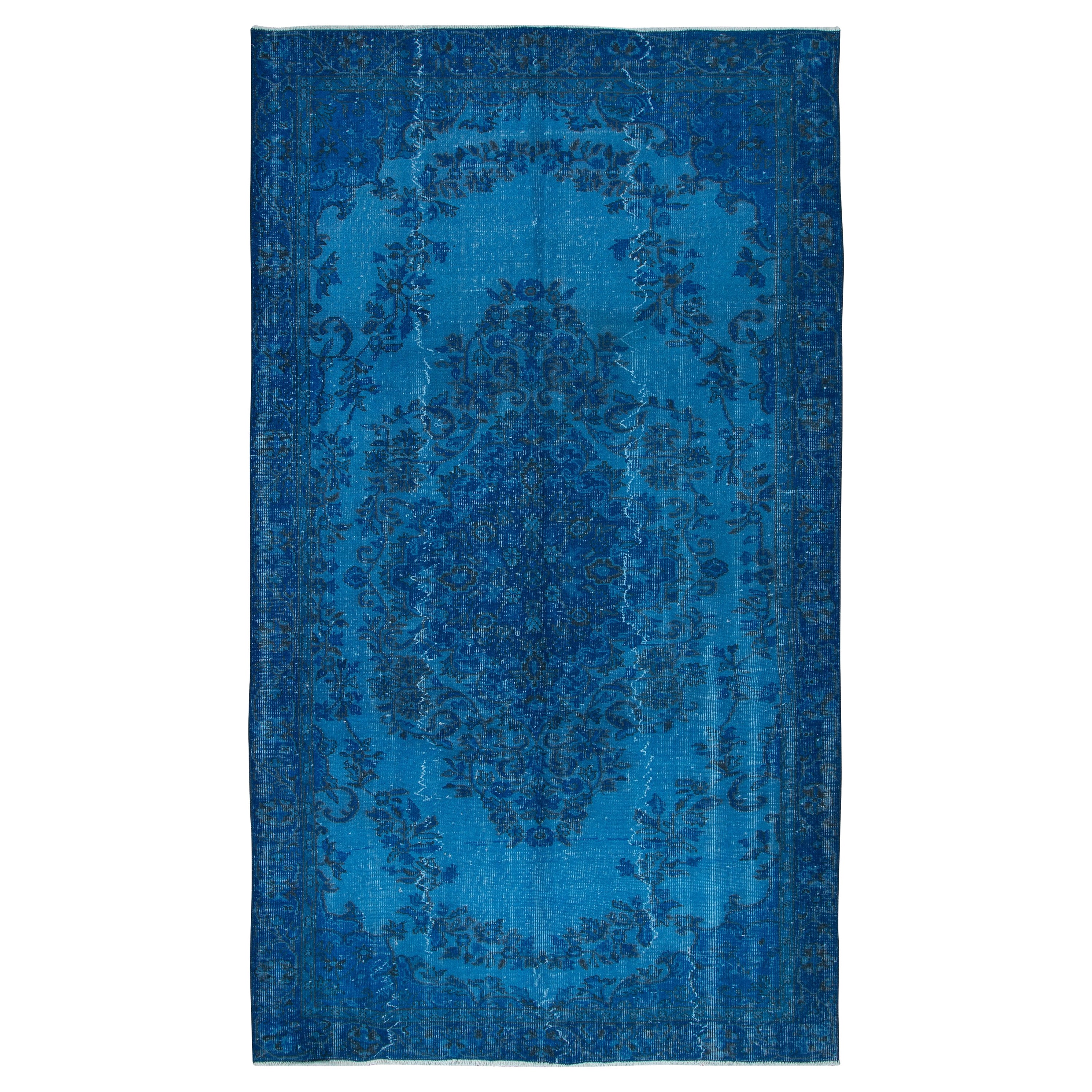 5.5x9.4 Ft Blue Home Decor Carpet, Contemporary Handmade Turkish Sparta Rug For Sale